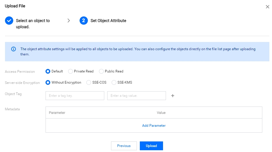 Uploading an Object - Cloud Storage Private - Documentation Center